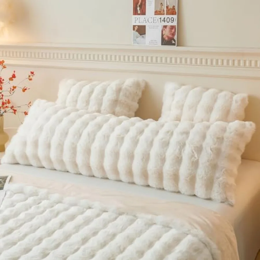 Fluffy Faux Rabbit Fur Body Pillow Cover, Luxury Ivory Bubble Shaggy Plush Bed Body Pillowcase with Zipper Closure, Long 20"x54
Fluffy Faux Rabbit Fur Body Pillow Cover, Luxury Ivory Bubble Shaggy Plush Bed Body Pillowcase with Zipper Closure, Long 20"x54