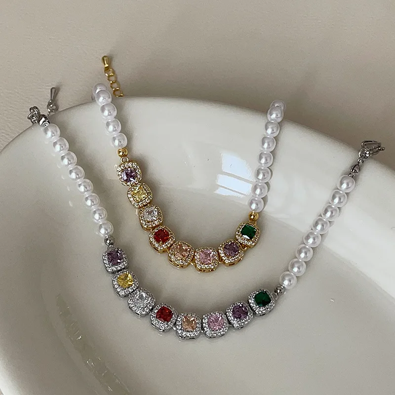 Minar Luxury Rainbow Square CZ Cubic Zirconia Imitation Pearl Strand Bracelets for Women Real Gold Silver Plated Copper Alloy
Minar Luxury Rainbow Square CZ Cubic Zirconia Imitation Pearl Strand Bracelets for Women Real Gold Silver Plated Copper Alloy