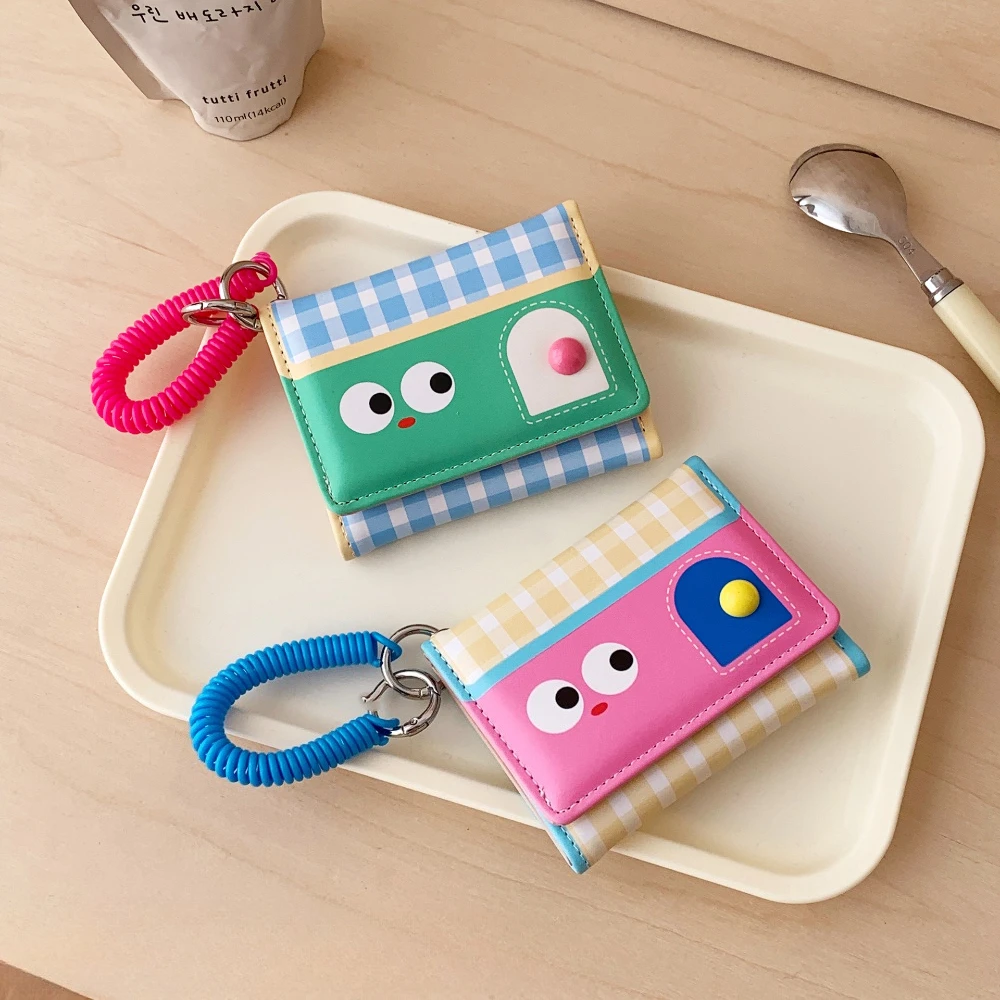 Cute Cartoon Face Mini Card Holder Wallet Plaid Pattern Small ID Card Case with Coil Keychain for Everyday Use
Cute Cartoon Face Mini Card Holder Wallet Plaid Pattern Small ID Card Case with Coil Keychain for Everyday Use