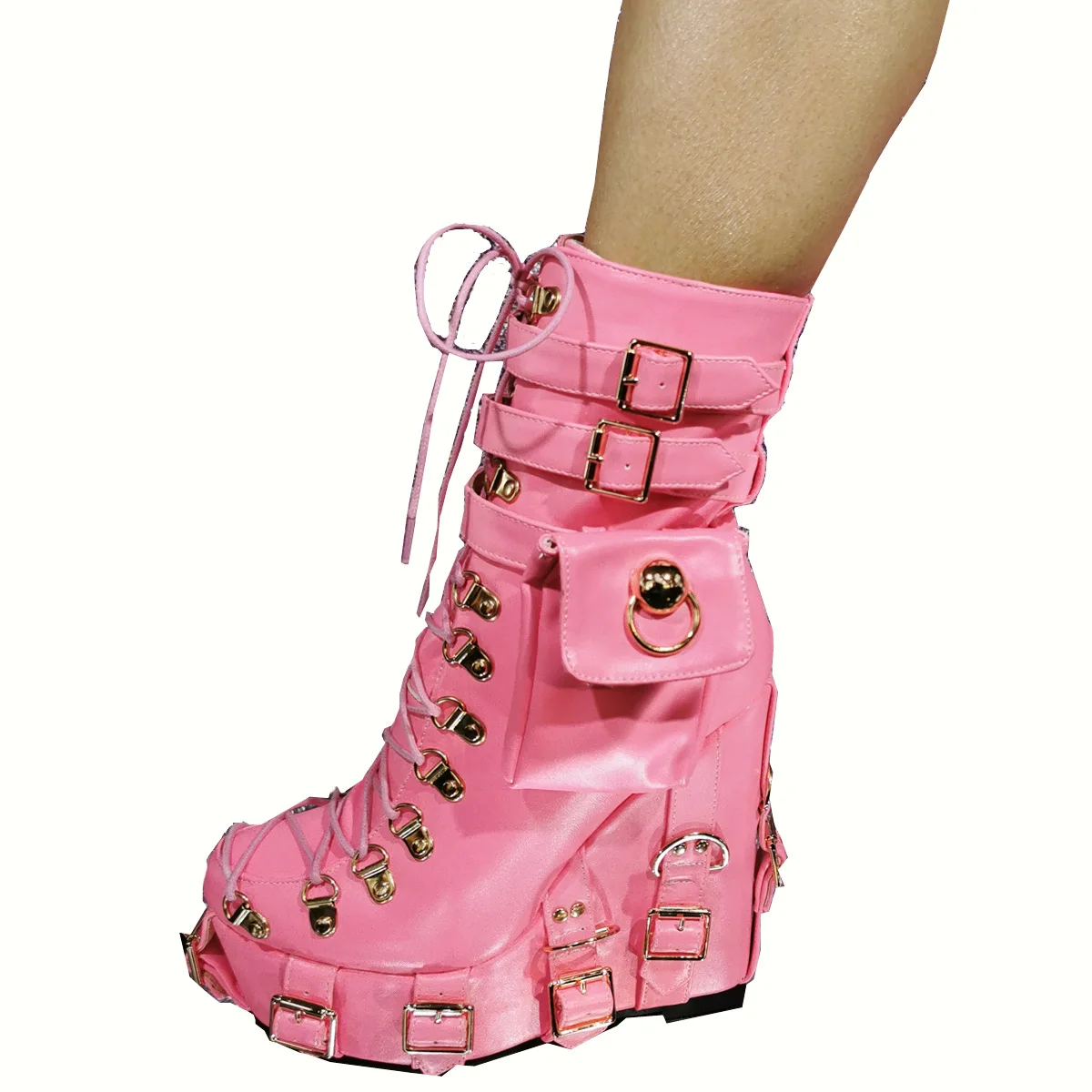 Sexy Woman Motorcycal Boots Platform Wedges Heel Shinning Leather Ankle Boot Fashion All Buckle Female Booties
Sexy Woman Motorcycal Boots Platform Wedges Heel Shinning Leather Ankle Boot Fashion All Buckle Female Booties