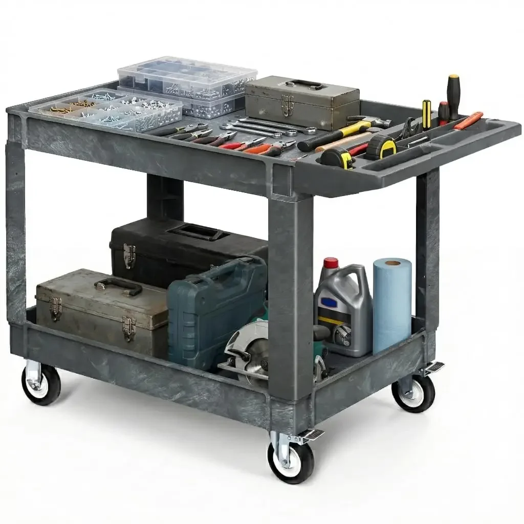Two Tier Rolling Utility Cart On Wheels
Two Tier Rolling Utility Cart On Wheels