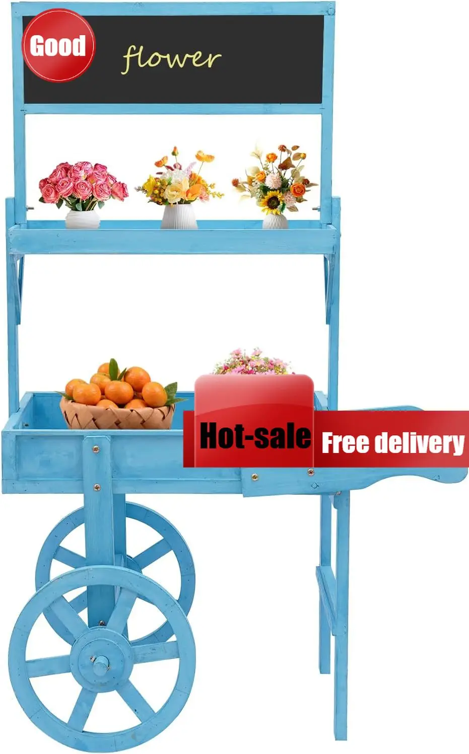 3 Tier Rolling Wood Cart with Wheels Retro Wagon Table for Flower Candy Party Favor Display Blue 2
3 Tier Rolling Wood Cart with Wheels Retro Wagon Table for Flower Candy Party Favor Display Blue 2
