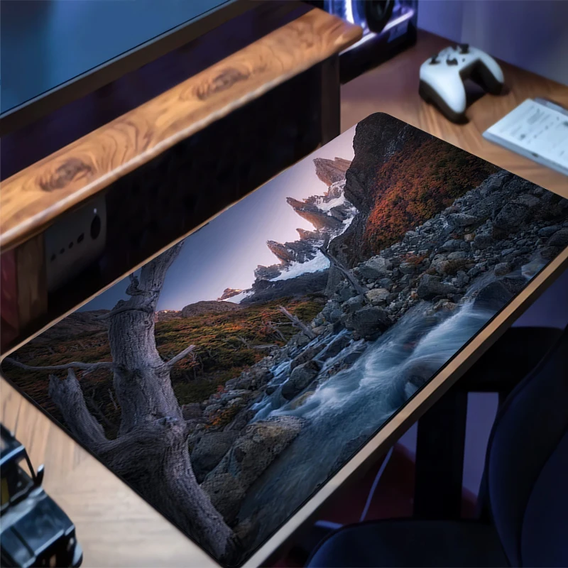 Mouse Pad Natural Landscape Extended Mouse Mat Computer Gaming Gamer Keyboard Pad Desk Mat with Non-Slip Base and Stitched Edge