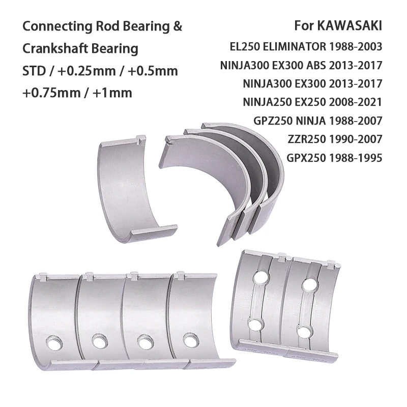 For KAWASAKI NINJA 250 300 EX250 EX300 ZZR250 GPZ250 EL250 GPX250 STD 30mm Connecting Rod Bearing 28mm Crankshaft Bearing Kit
For KAWASAKI NINJA 250 300 EX250 EX300 ZZR250 GPZ250 EL250 GPX250 STD 30mm Connecting Rod Bearing 28mm Crankshaft Bearing Kit