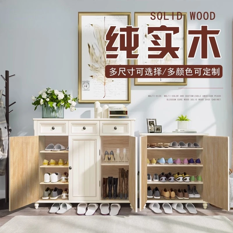 Pure solid wood log combination simple European entrance cabinet custom American retro white multi-layer shoe cabinet home d 
Pure solid wood log combination simple European entrance cabinet custom American retro white multi-layer shoe cabinet home d