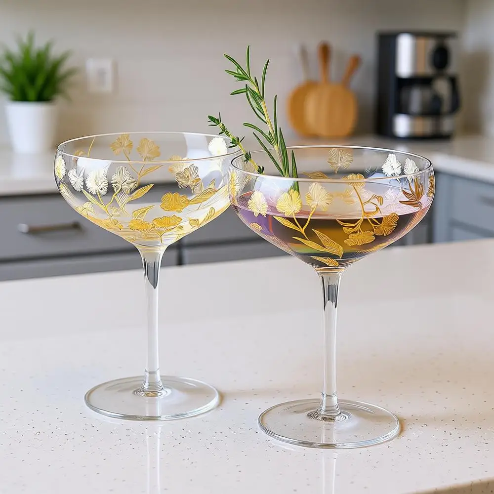 Винтажный набор из 2 бокалов для шампанского с золотым декором | Бокалы для коктейлей 13 унций с гравированным узором Dancing Lower – для шампанского, сайдкара, вина
Винтажный набор из 2 бокалов для шампанского с золотым декором | Бокалы для коктейлей 13 унций с гравированным узором Dancing Lower – для шампанского, сайдкара, вина