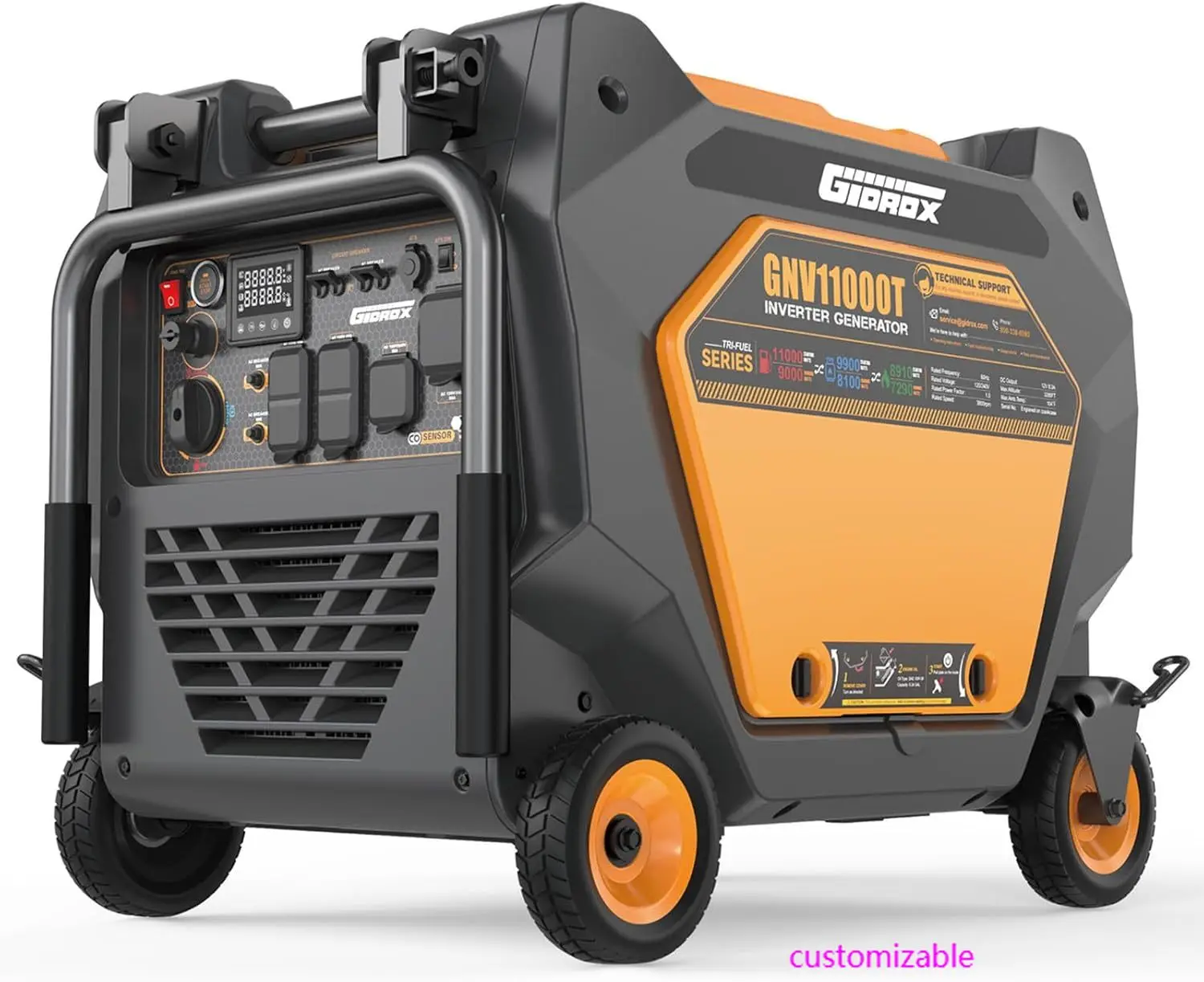 11000W Tri-Fuel Portable Inverter Generator, Gas, Propane & Natural Gas Powered, ATS Ready, 50A Ultra Outlet, Remote Start
11000W Tri-Fuel Portable Inverter Generator, Gas, Propane & Natural Gas Powered, ATS Ready, 50A Ultra Outlet, Remote Start
