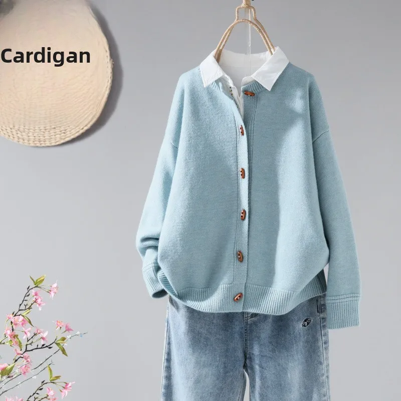 Simple Color Knitted Sweater Jacket Women's Autumn Winter Outerwear Casual Long Sleeve round Neck Button up Slimming Top
Simple Color Knitted Sweater Jacket Women's Autumn Winter Outerwear Casual Long Sleeve round Neck Button up Slimming Top