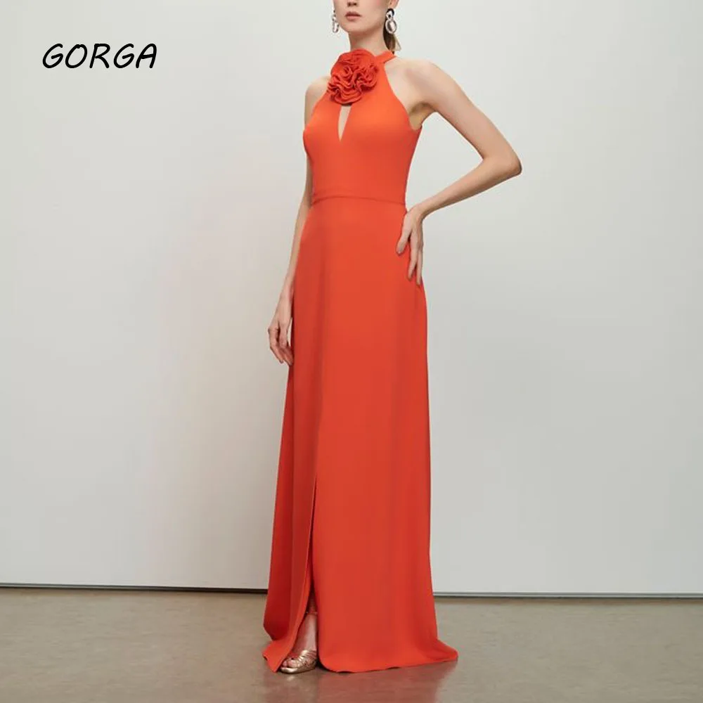 GORGA Customized Burnt Orange Floor-Length Crepe Evening Dress Flower Halter Prom Dress Sleeveless 2025 A-Line Party Dress
GORGA Customized Burnt Orange Floor-Length Crepe Evening Dress Flower Halter Prom Dress Sleeveless 2025 A-Line Party Dress