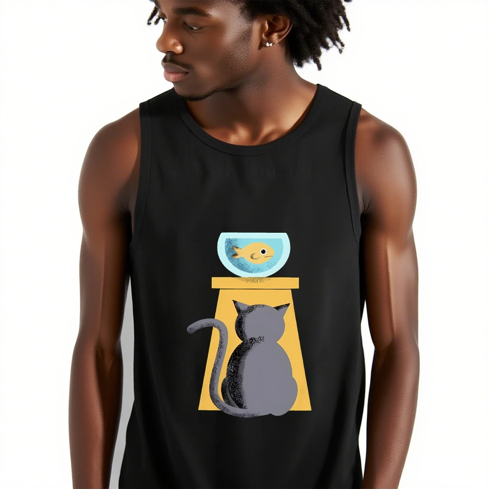 Mens Summer Comfortable Clothing Tank Tops With Cat Staring Fish Graphic Gym Soft Fit TShirt Sleeveless Shirt Vest For Training
Mens Summer Comfortable Clothing Tank Tops With Cat Staring Fish Graphic Gym Soft Fit TShirt Sleeveless Shirt Vest For Training