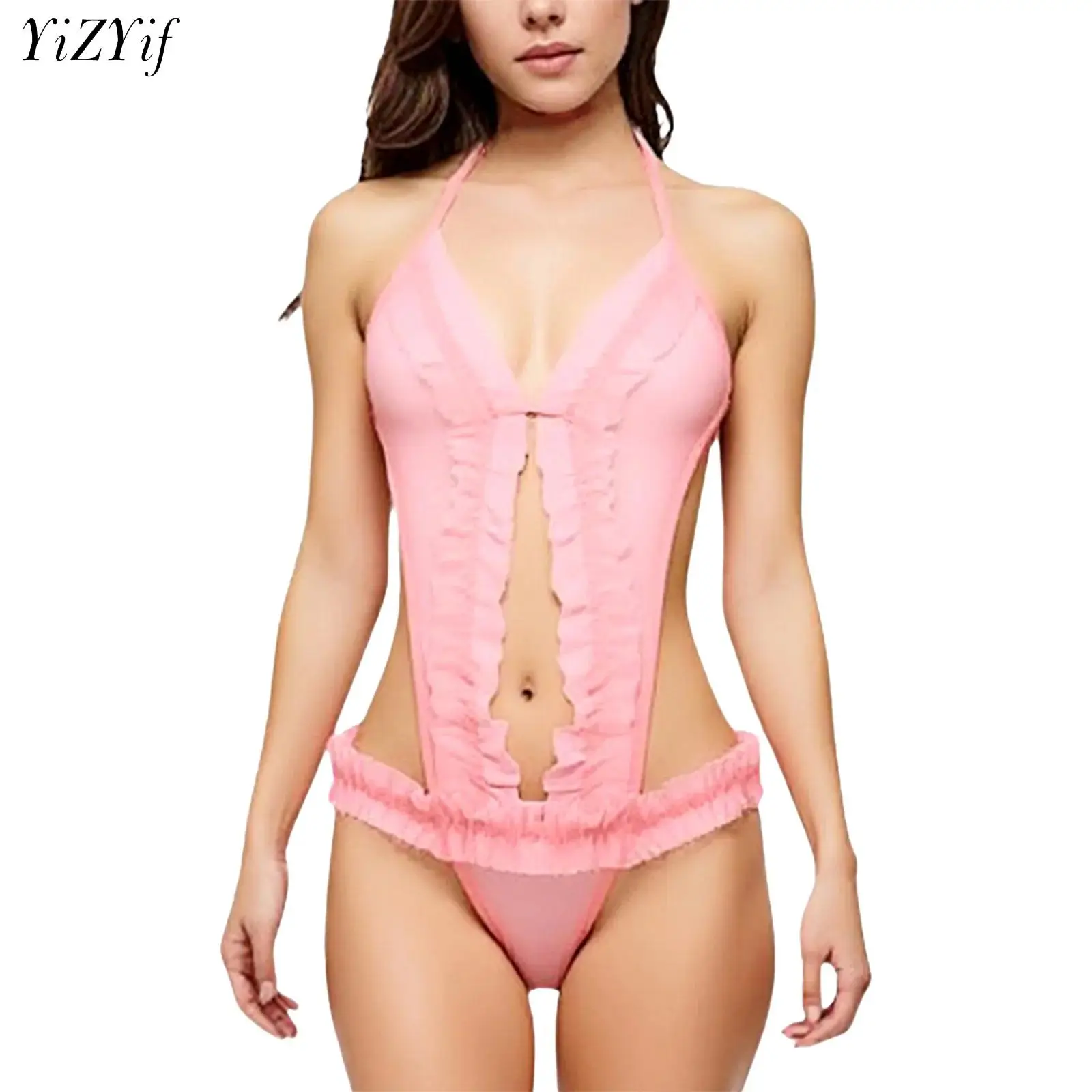 Женский прозрачный сетчатый комбинезон с вырезом, сексуальное женское белье, завязывающийся Холтер с v-образным вырезом и открытой спиной, трико с Т-образной спинкой, ночное белье, купальники, вечерние, клубная одежда 
Женский прозрачный сетчатый комбинезон с вырезом, сексуальное женское белье, завязывающийся Холтер с v-образным вырезом и открытой спиной, трико с Т-образной спинкой, ночное белье, купальники, вечерние, клубная одежда