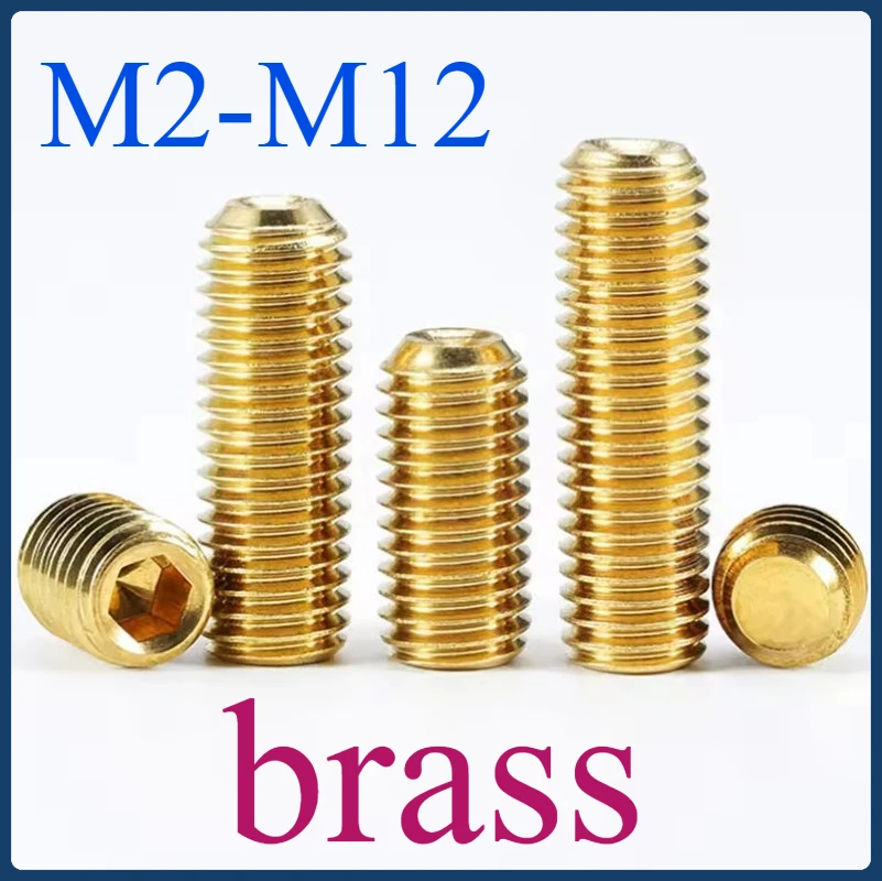 M2 M2.5 M3 M4 M5 M6 M8 M10 M12 brass machine screw ROSH copper headless hex socket set top screw stop copper concave end
M2 M2.5 M3 M4 M5 M6 M8 M10 M12 brass machine screw ROSH copper headless hex socket set top screw stop copper concave end