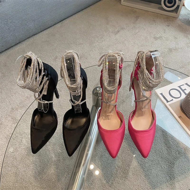 Rhinestone Lace-up Single Shoes Women Summer 2023 Shiny Crystal High Heeled Sandals Woman Ankle Strap Thin Heels Party Shoes
Rhinestone Lace-up Single Shoes Women Summer 2023 Shiny Crystal High Heeled Sandals Woman Ankle Strap Thin Heels Party Shoes