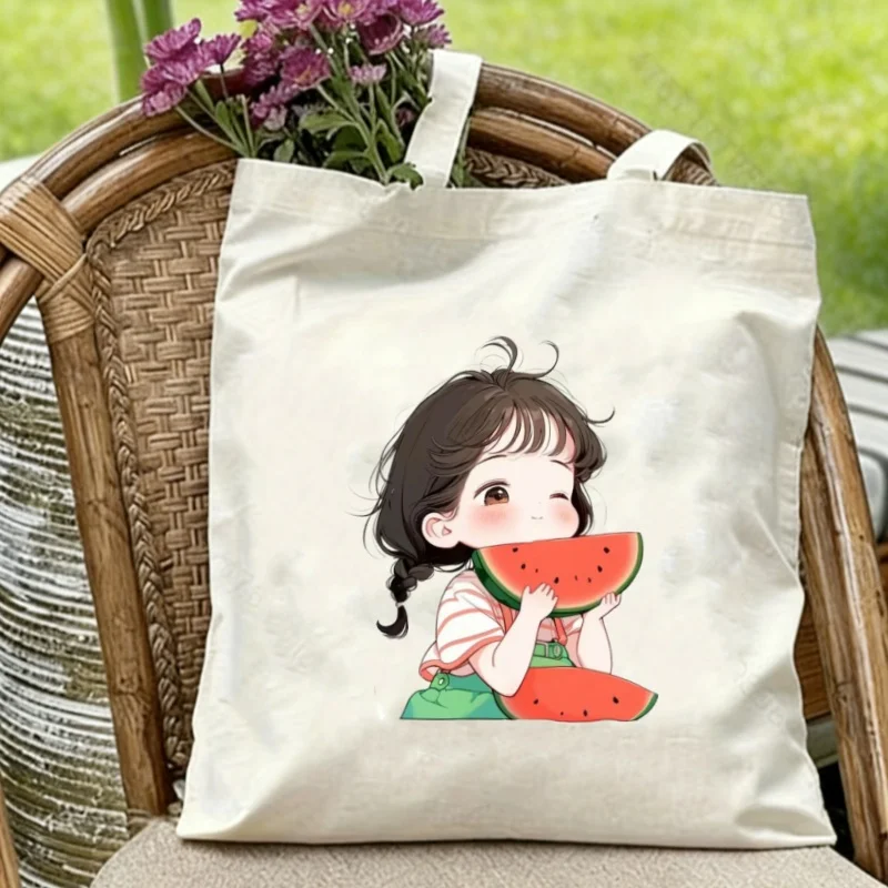 Cute Watermelon Kid Print Canvas Tote Bag, Dual-Sided Print Reusable Shoulder Bag, Eco-Friendly Casual Shopping & Storage Tote
Cute Watermelon Kid Print Canvas Tote Bag, Dual-Sided Print Reusable Shoulder Bag, Eco-Friendly Casual Shopping & Storage Tote