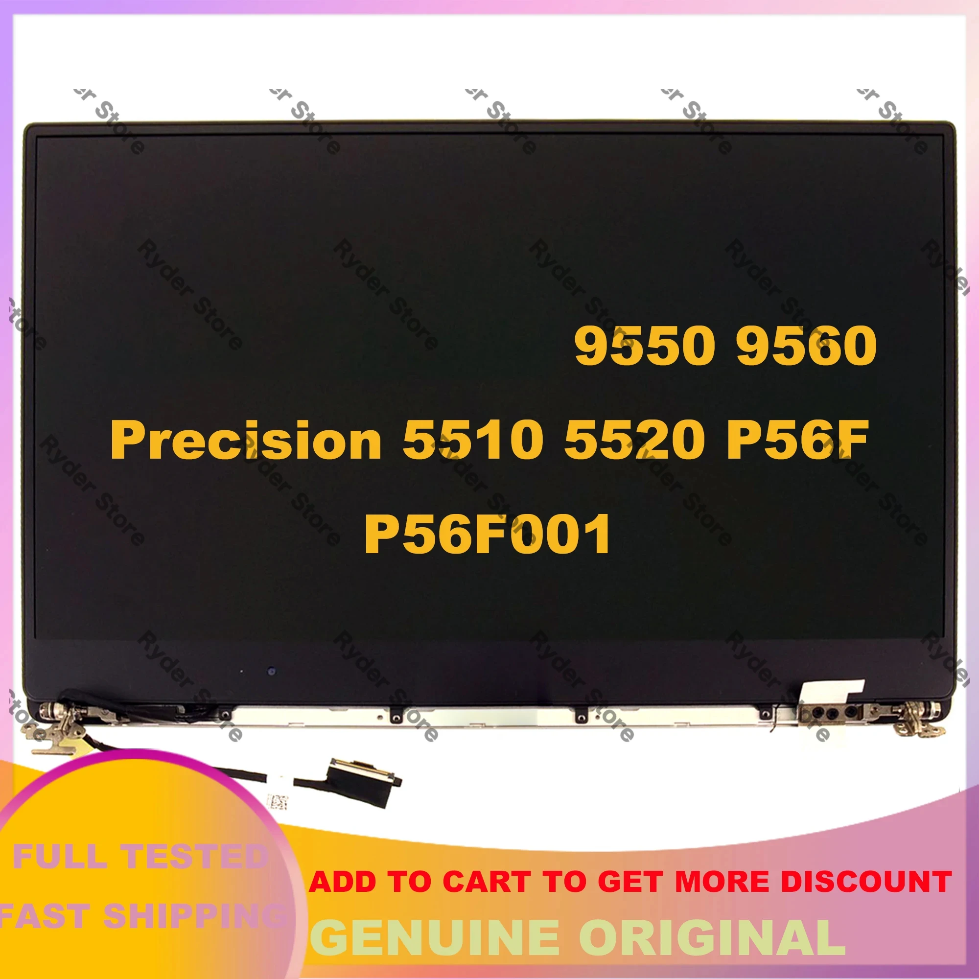 15,6 дюйма для Dell XPS 15 9550 9560 Precision 5510 5520 P56F P56F001 ЖК-дисплей с сенсорным экраном в сборе с петлями
15,6 дюйма для Dell XPS 15 9550 9560 Precision 5510 5520 P56F P56F001 ЖК-дисплей с сенсорным экраном в сборе с петлями