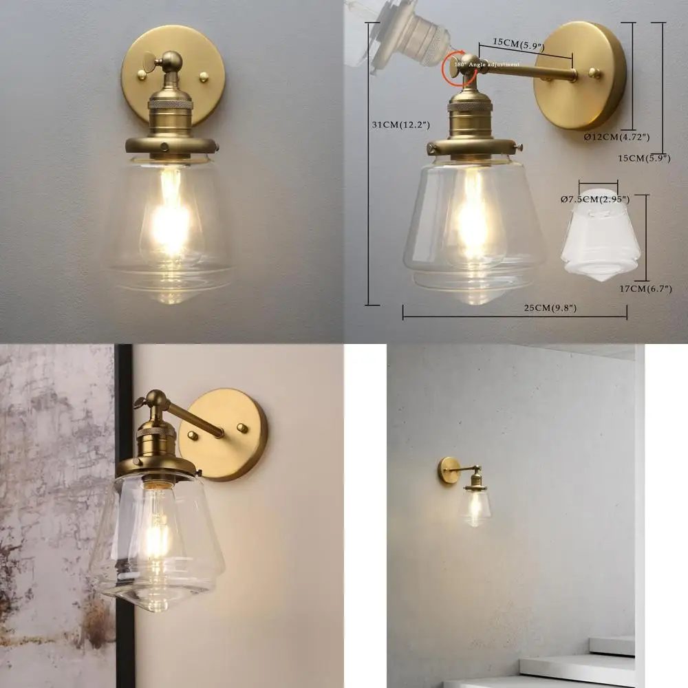 Industrial-Style Adjustable Wall Sconce with Glass Shade for Bathroom, Kitchen, Living Room, and Hallway (Antique Finish)
Industrial-Style Adjustable Wall Sconce with Glass Shade for Bathroom, Kitchen, Living Room, and Hallway (Antique Finish)