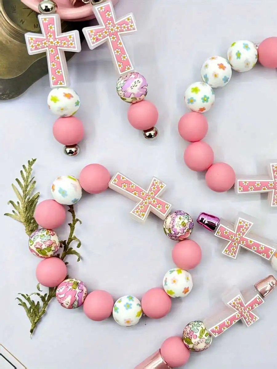 50Pcs Pink Flower Cross Silicone Beads For Jewelry Making DIY Accessories
50Pcs Pink Flower Cross Silicone Beads For Jewelry Making DIY Accessories