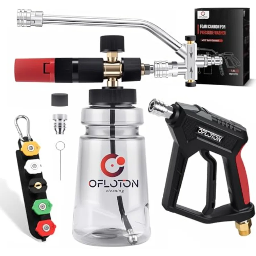 Car wash kit with foam gun and dual connector for pressure washer: stainless steel, black, 4000 PSI, 1/4 quick connect M22 male
Car wash kit with foam gun and dual connector for pressure washer: stainless steel, black, 4000 PSI, 1/4 quick connect M22 male
