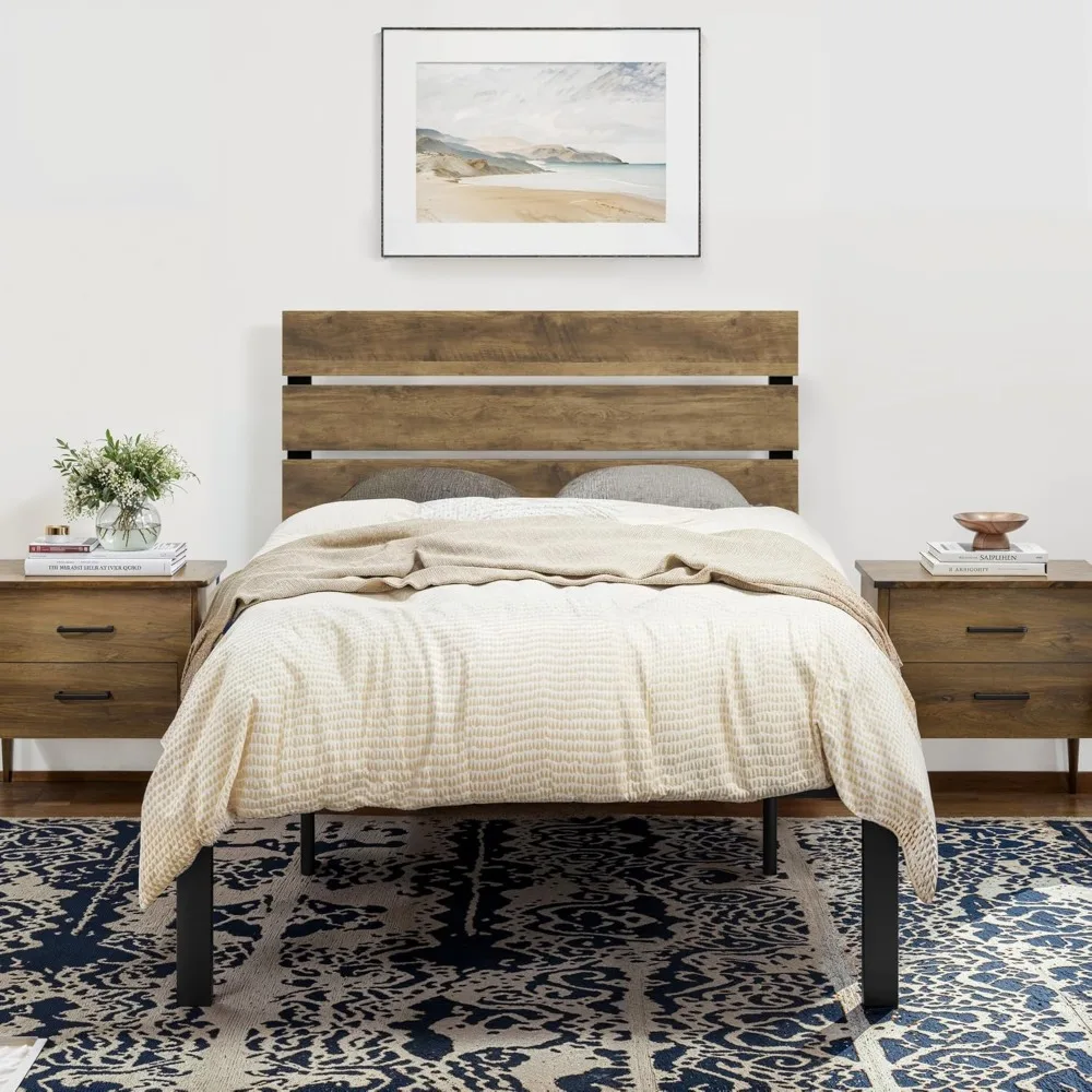 SHA CERLIN Twin Size Bed Frame with Rustic Wooden Headboard,3 Boards Design, Heavy Duty Metal Slats Support Platform, No Box Spr
SHA CERLIN Twin Size Bed Frame with Rustic Wooden Headboard,3 Boards Design, Heavy Duty Metal Slats Support Platform, No Box Spr
