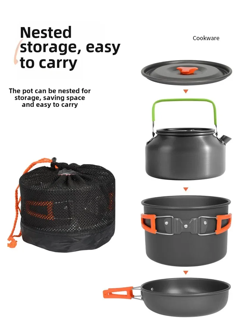 Набор посуды DS-308 для приготовления пищи на открытом воздухе, большой вместимости, складной и удобный для переноски, подходит для кемпинга, походов и туризма.
Набор посуды DS-308 для приготовления пищи на открытом воздухе, большой вместимости, складной и удобный для переноски, подходит для кемпинга, походов и туризма.