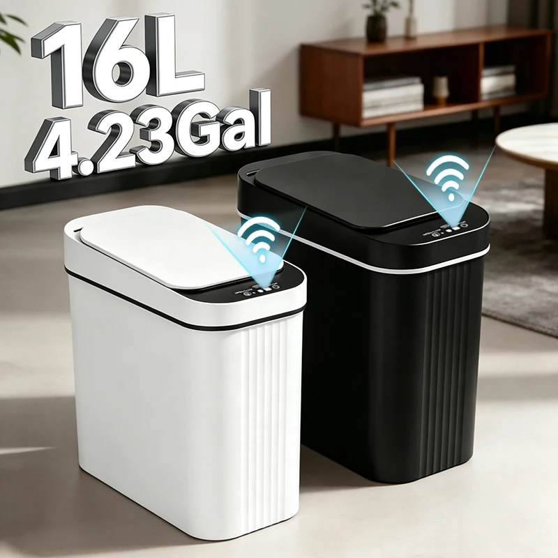 16L/4.23 Gallon Smart Household Trash Can, Touch-Free Design, Suitable for Living Room, Bedroom, Bathroom and Kitchen
16L/4.23 Gallon Smart Household Trash Can, Touch-Free Design, Suitable for Living Room, Bedroom, Bathroom and Kitchen