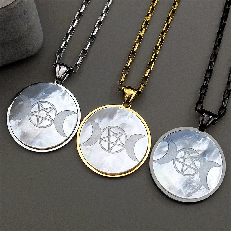 Goddess Of March Pentagram Pendant Necklace For Women Men Stainless Steel Natural Shell Gold Color Chain Jewelry Accessory
Goddess Of March Pentagram Pendant Necklace For Women Men Stainless Steel Natural Shell Gold Color Chain Jewelry Accessory