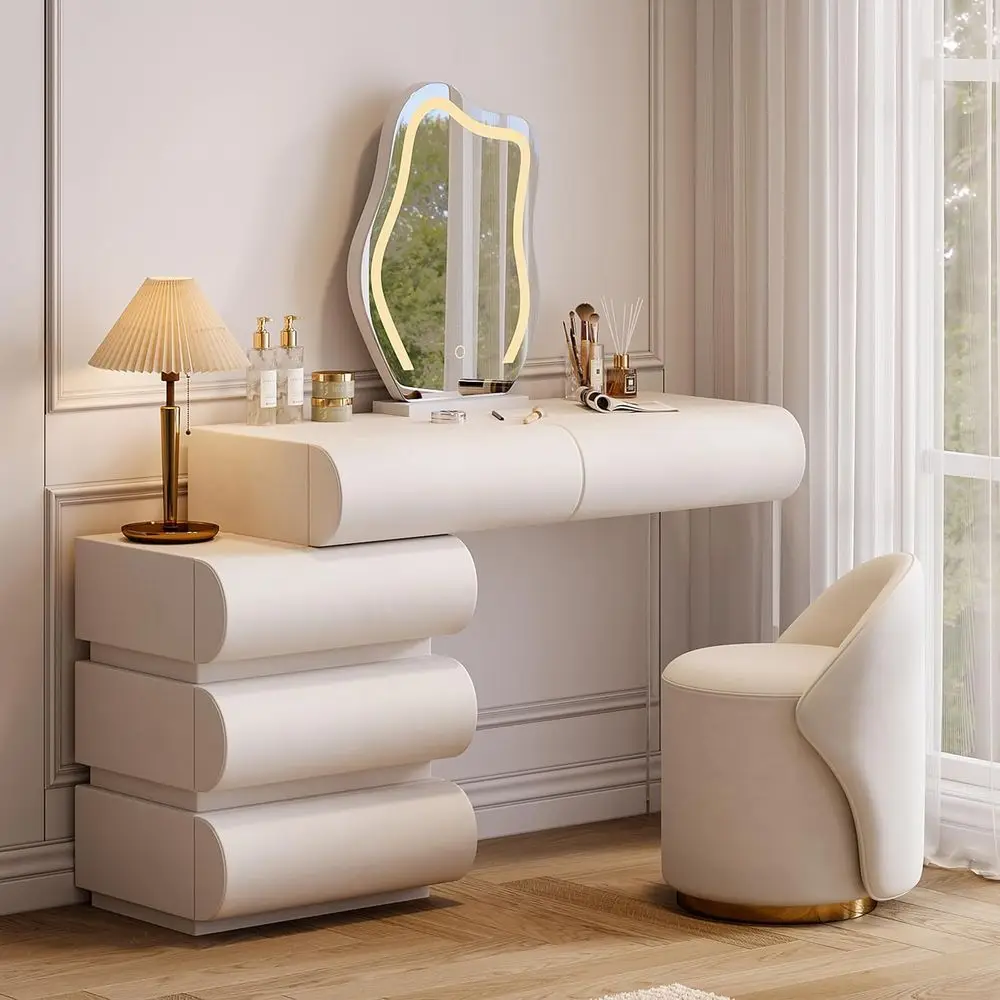 Makeup Vanity Set with LED Mirror & Stool, Elegant PU Leather Desk for Bedroom, Perfect for Women & Girls (White)
Makeup Vanity Set with LED Mirror & Stool, Elegant PU Leather Desk for Bedroom, Perfect for Women & Girls (White)