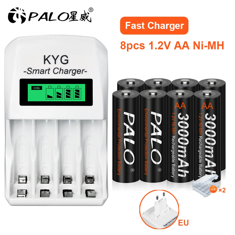 PALO AA Battery 1.2V NiMH AA Rechargeable Battery 3000mAh Low Self Discharge AA Batteries and 1.2V smart battery charger
PALO AA Battery 1.2V NiMH AA Rechargeable Battery 3000mAh Low Self Discharge AA Batteries and 1.2V smart battery charger