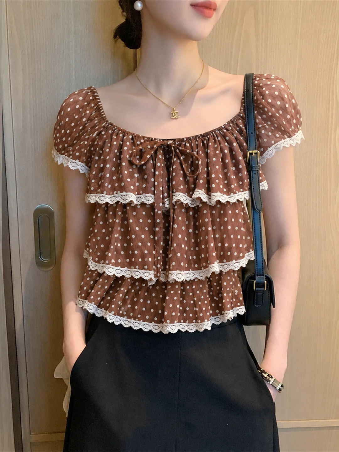 Elegant Polka Dot Short Sleeve Shirt Women's Fashionable Slimming Top Korean Style Straight Cut Summer Blouse by Siyilin
Elegant Polka Dot Short Sleeve Shirt Women's Fashionable Slimming Top Korean Style Straight Cut Summer Blouse by Siyilin