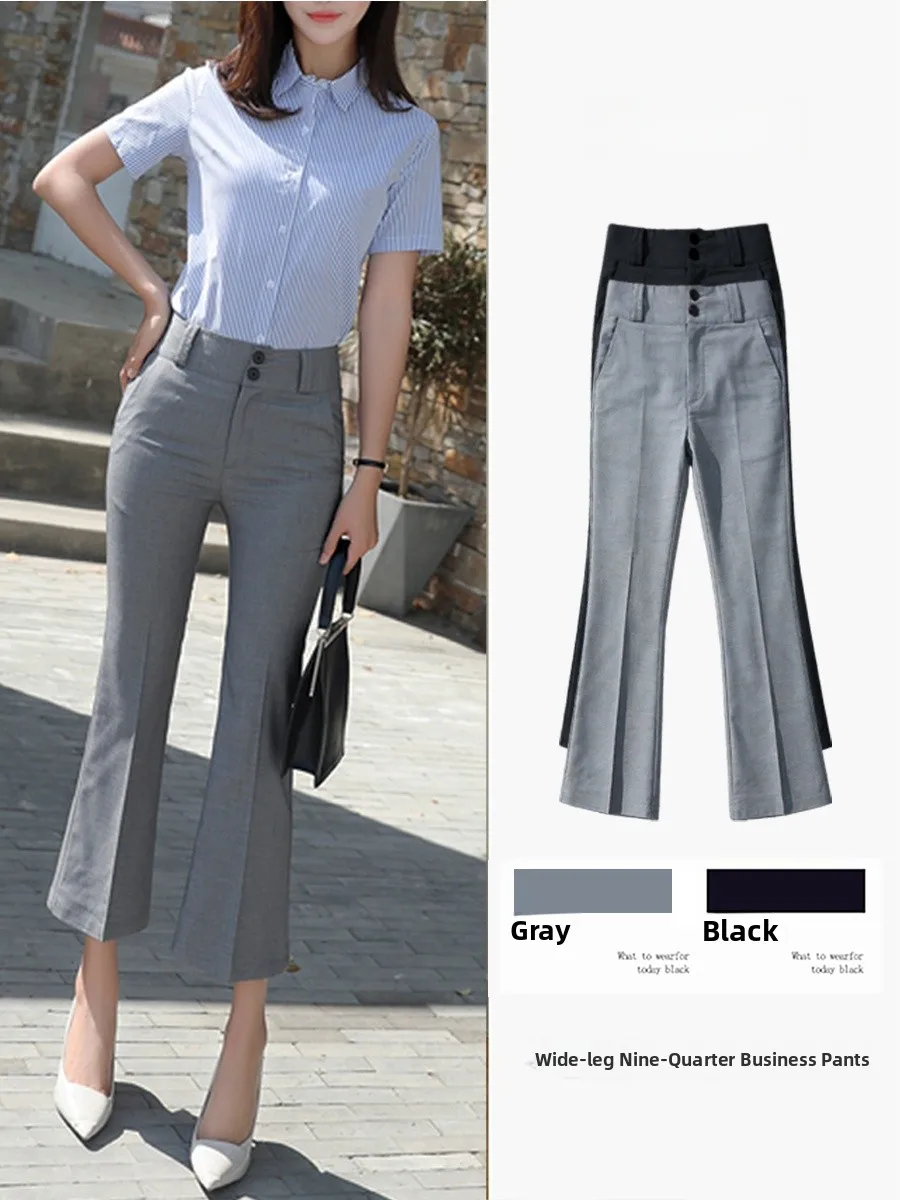 High Waist Grey Casual Pants Women's Nine Points Flared Pants Commute Slimming Flared Suit Pants Korean Style Pure Color
High Waist Grey Casual Pants Women's Nine Points Flared Pants Commute Slimming Flared Suit Pants Korean Style Pure Color