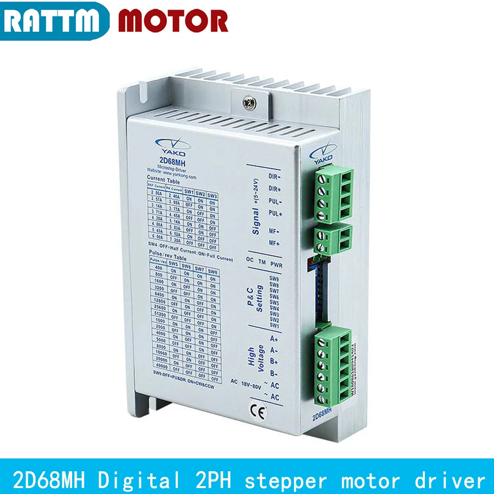 Digital 32 Bits 2 Two Phase CNC Nema34 Stepper Motor Driver 2D68MH AC18-80V
Digital 32 Bits 2 Two Phase CNC Nema34 Stepper Motor Driver 2D68MH AC18-80V