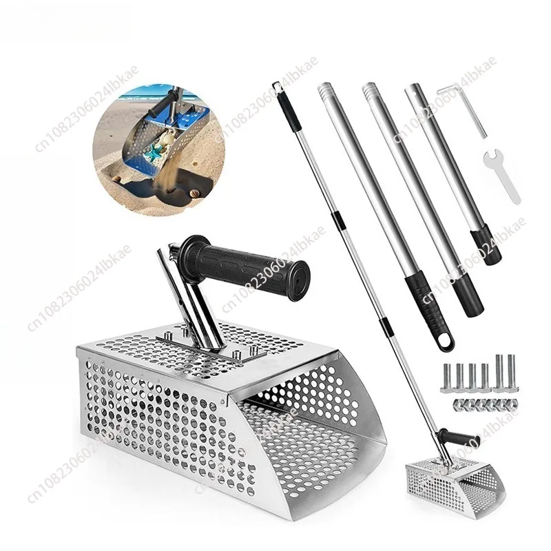 Sand flea rake long handle stainless steel metal detection sand shovel rake detachable sand sieve
Sand flea rake long handle stainless steel metal detection sand shovel rake detachable sand sieve