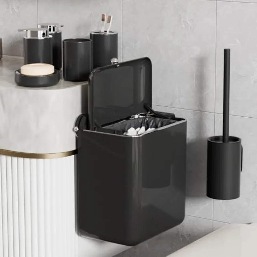 7-Piece Bathroom Set with Suction Wall Trash Can - Space Saving Organizer Kit with Toilet Brush, Liquid and Foam Soap Dispenser
7-Piece Bathroom Set with Suction Wall Trash Can - Space Saving Organizer Kit with Toilet Brush, Liquid and Foam Soap Dispenser