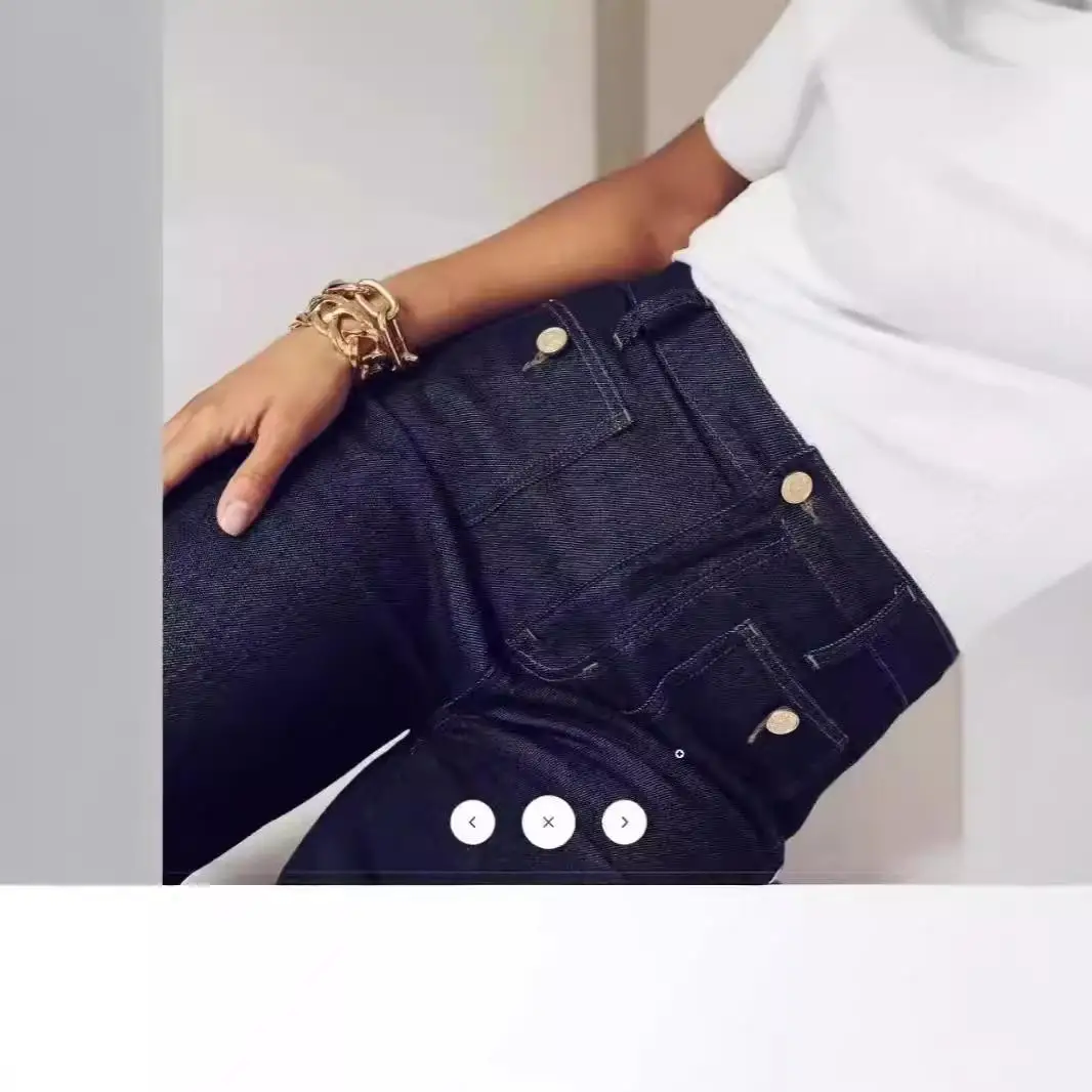 Women's Button-Up Wide Leg Jeans Natural Waist Cotton Denim Blue Color Mid-Elasticity Summer Season Fashion Ladies Pants
Women's Button-Up Wide Leg Jeans Natural Waist Cotton Denim Blue Color Mid-Elasticity Summer Season Fashion Ladies Pants