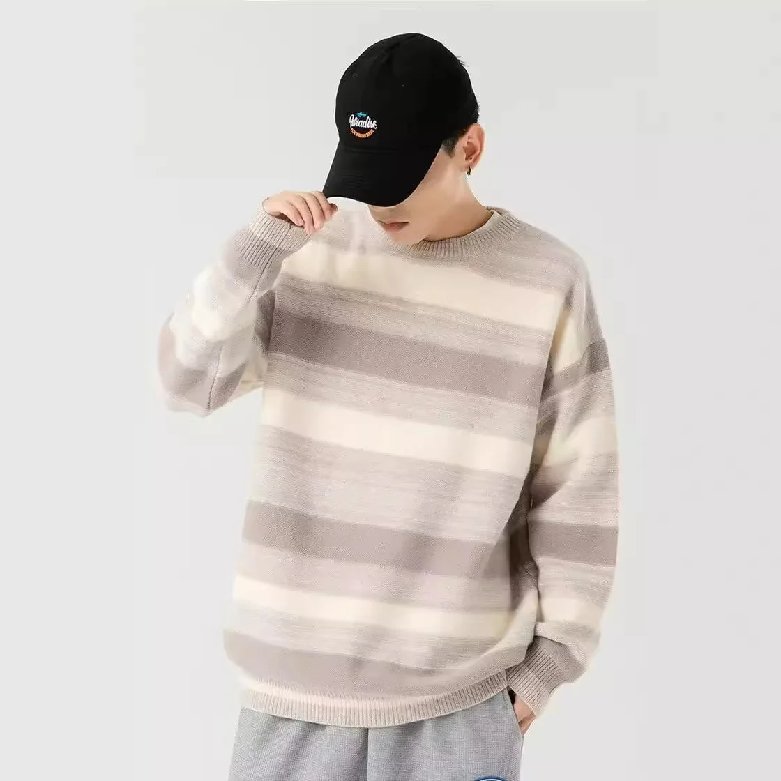 Knitted Bottoming Sweater 2024 New Spring and Autumn Fresh Gradient Striped Round Neck Loose Casual Knitted Sweater
Knitted Bottoming Sweater 2024 New Spring and Autumn Fresh Gradient Striped Round Neck Loose Casual Knitted Sweater