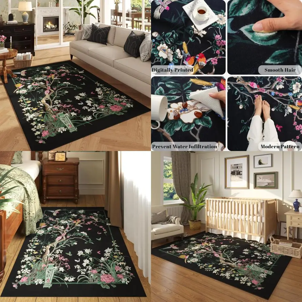 Vintage Chinoiserie Floral 4x6 Rug - Washable, Non-Slip, Low Pile Area Rug for Bedroom, Bedside, Kids Room, Office
Vintage Chinoiserie Floral 4x6 Rug - Washable, Non-Slip, Low Pile Area Rug for Bedroom, Bedside, Kids Room, Office