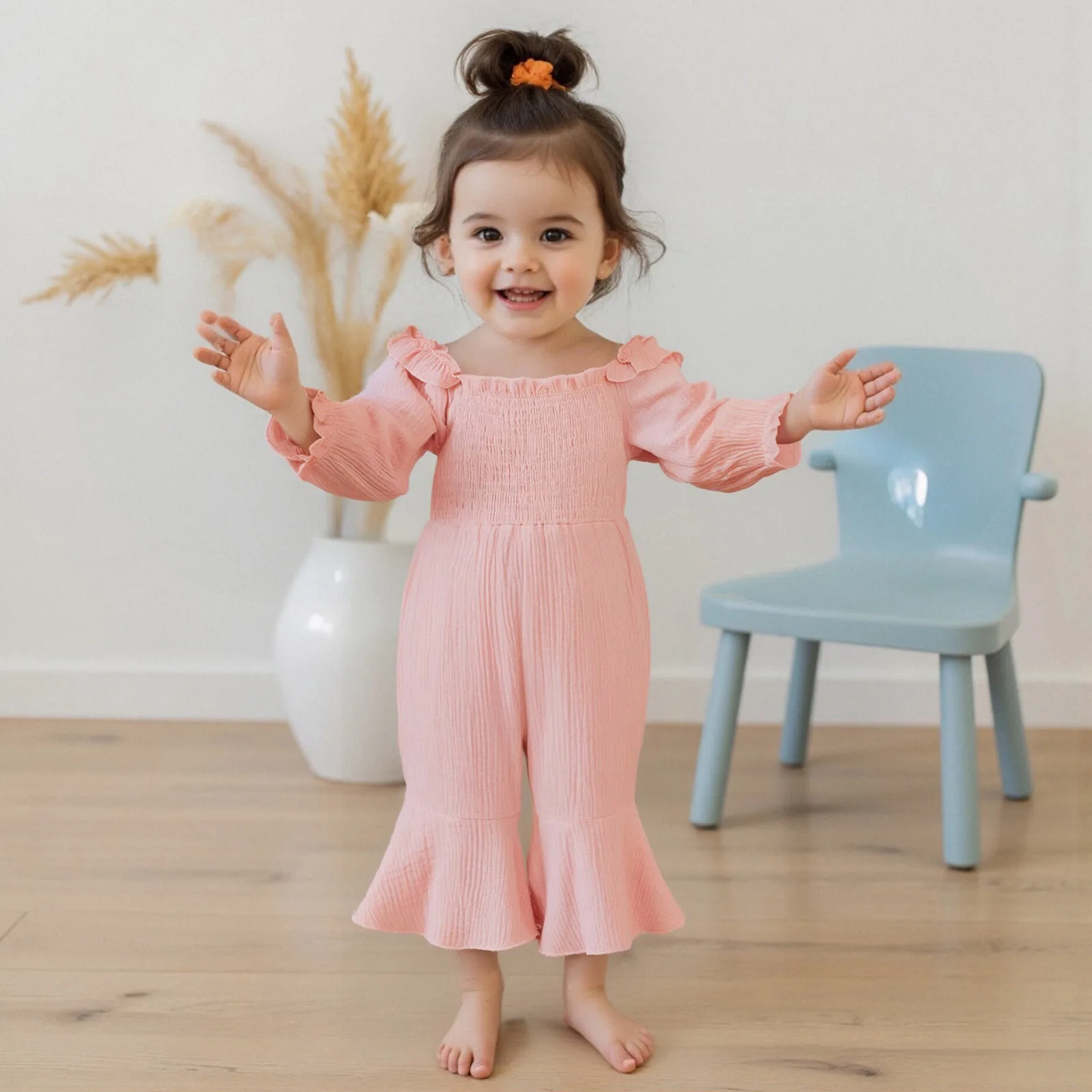 Kid Girls Jumpsuit, Off-shoulder Long Sleeve Pleated Solid Romper Clothes for Party Casual
Kid Girls Jumpsuit, Off-shoulder Long Sleeve Pleated Solid Romper Clothes for Party Casual