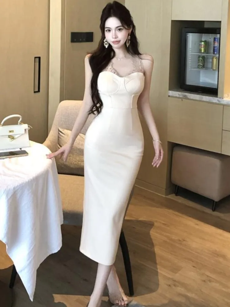 Sexy Luxury Lace Patchwork Split Medium Women's Dresses Slim Wasit Bodycon Sling Dress Prom Female Clothes New Spring Summer
Sexy Luxury Lace Patchwork Split Medium Women's Dresses Slim Wasit Bodycon Sling Dress Prom Female Clothes New Spring Summer
