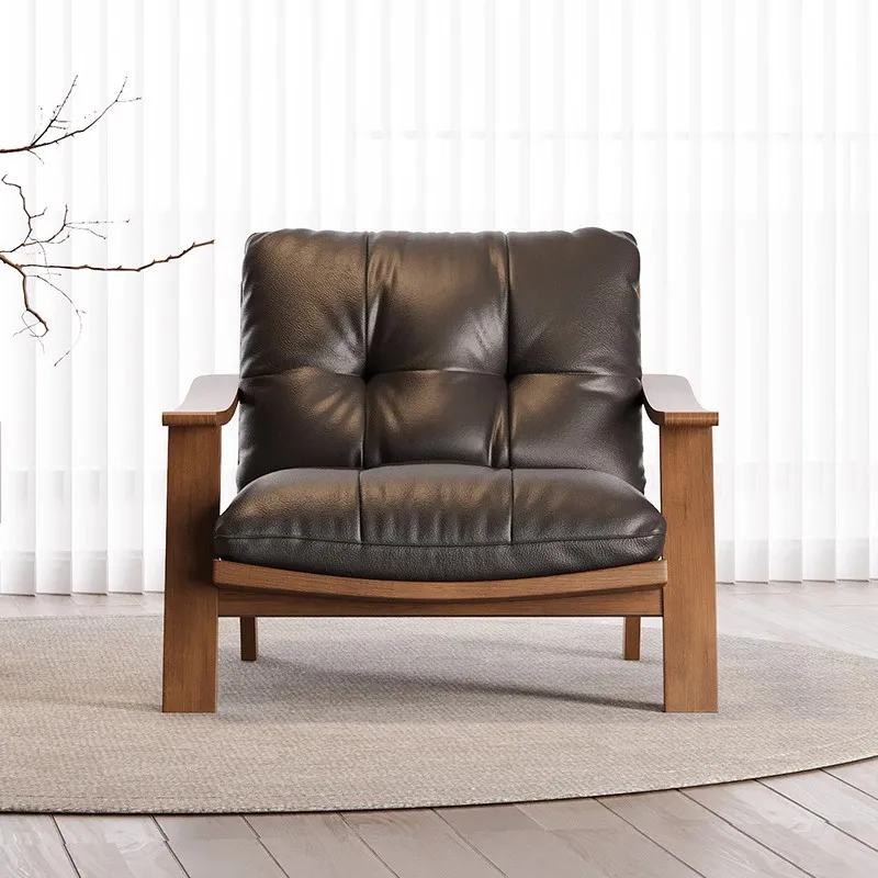 Solid wood sofa chair Leisure chair Leather single sofa chair Balcony Lazy sofa chair
Solid wood sofa chair Leisure chair Leather single sofa chair Balcony Lazy sofa chair