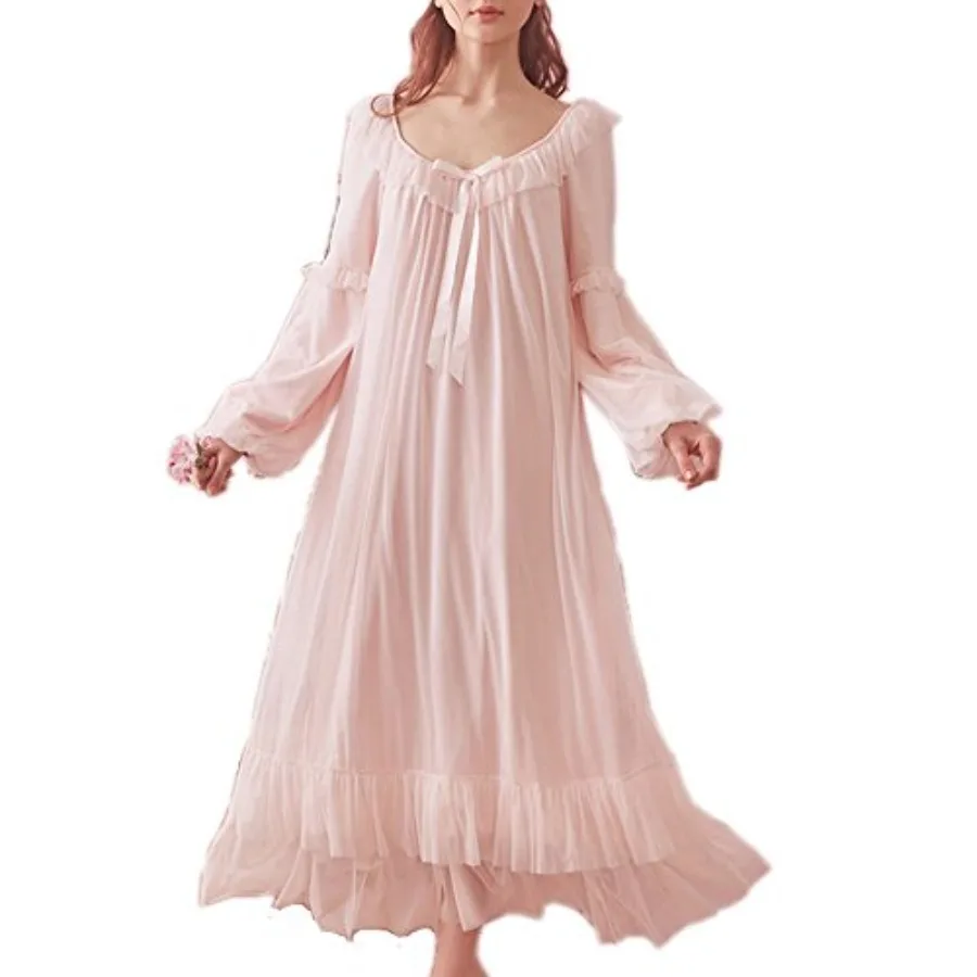Women's Vintage Victorian Nightgown Long Sleeve Sheer Sleepwear Pajamas Nightwear Lounge Dress
Women's Vintage Victorian Nightgown Long Sleeve Sheer Sleepwear Pajamas Nightwear Lounge Dress
