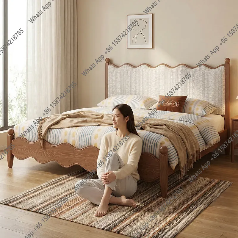 Medieval French wavy bedside solid wood bed North American ash wood small apartment bedroom 1.8 meters double soft bed
Medieval French wavy bedside solid wood bed North American ash wood small apartment bedroom 1.8 meters double soft bed