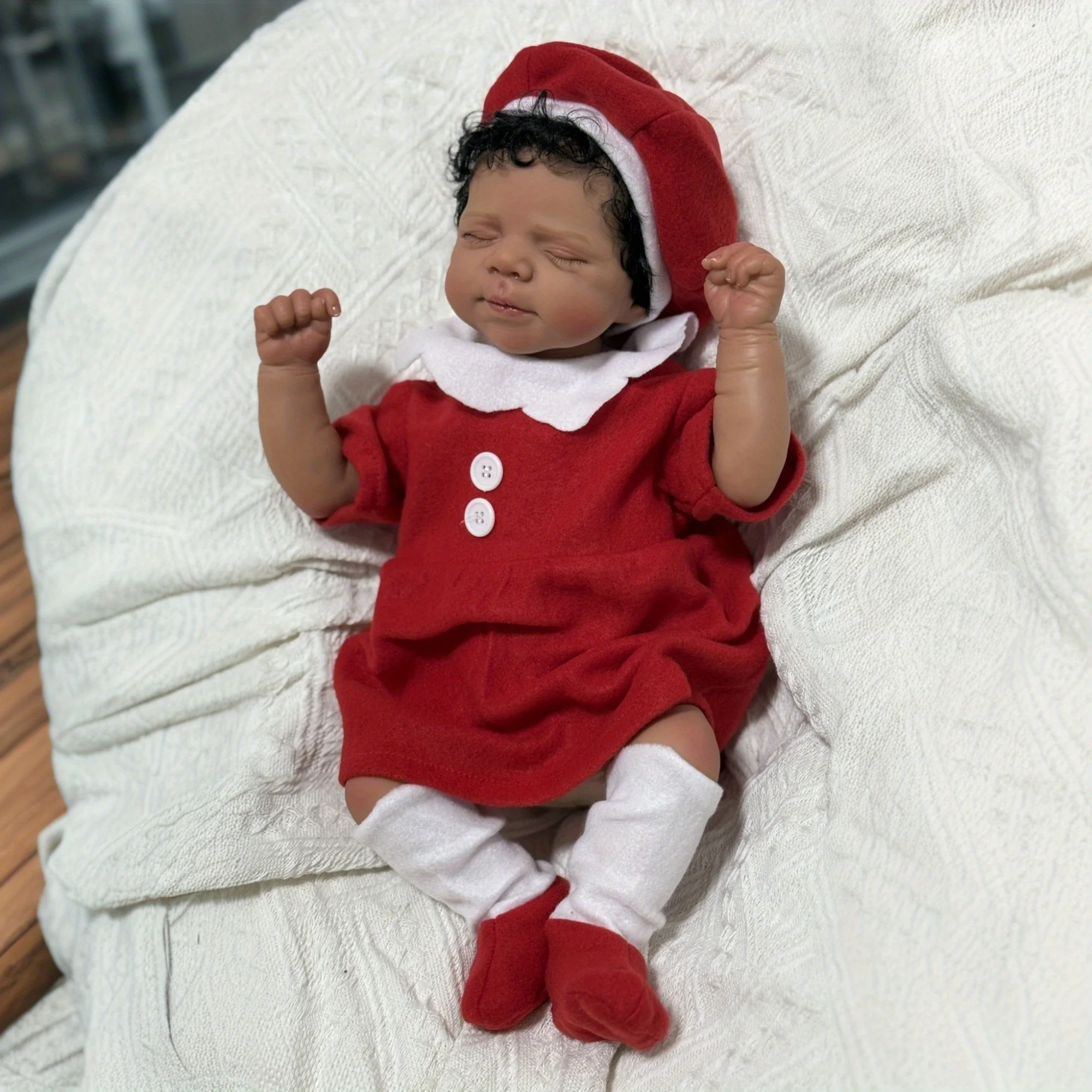 BZDOLL 45cm 17.72in Realistic Reborn Doll, Black Beige Skin with Veins, Cloth Body, Handmade Sleeping Art Toy
BZDOLL 45cm 17.72in Realistic Reborn Doll, Black Beige Skin with Veins, Cloth Body, Handmade Sleeping Art Toy