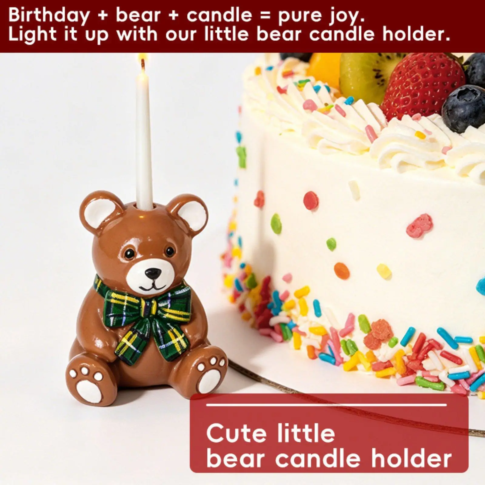 Decorative Bear Cake Candle Holder Resin Stand Ornaments Cute Topper for Birthday Party Baby Shower Holiday Home Use
Decorative Bear Cake Candle Holder Resin Stand Ornaments Cute Topper for Birthday Party Baby Shower Holiday Home Use