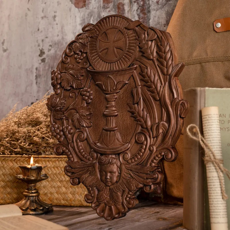 Vintage Holy Communion Carved Wood Medal for Wall Art Home Living Decorations
Vintage Holy Communion Carved Wood Medal for Wall Art Home Living Decorations