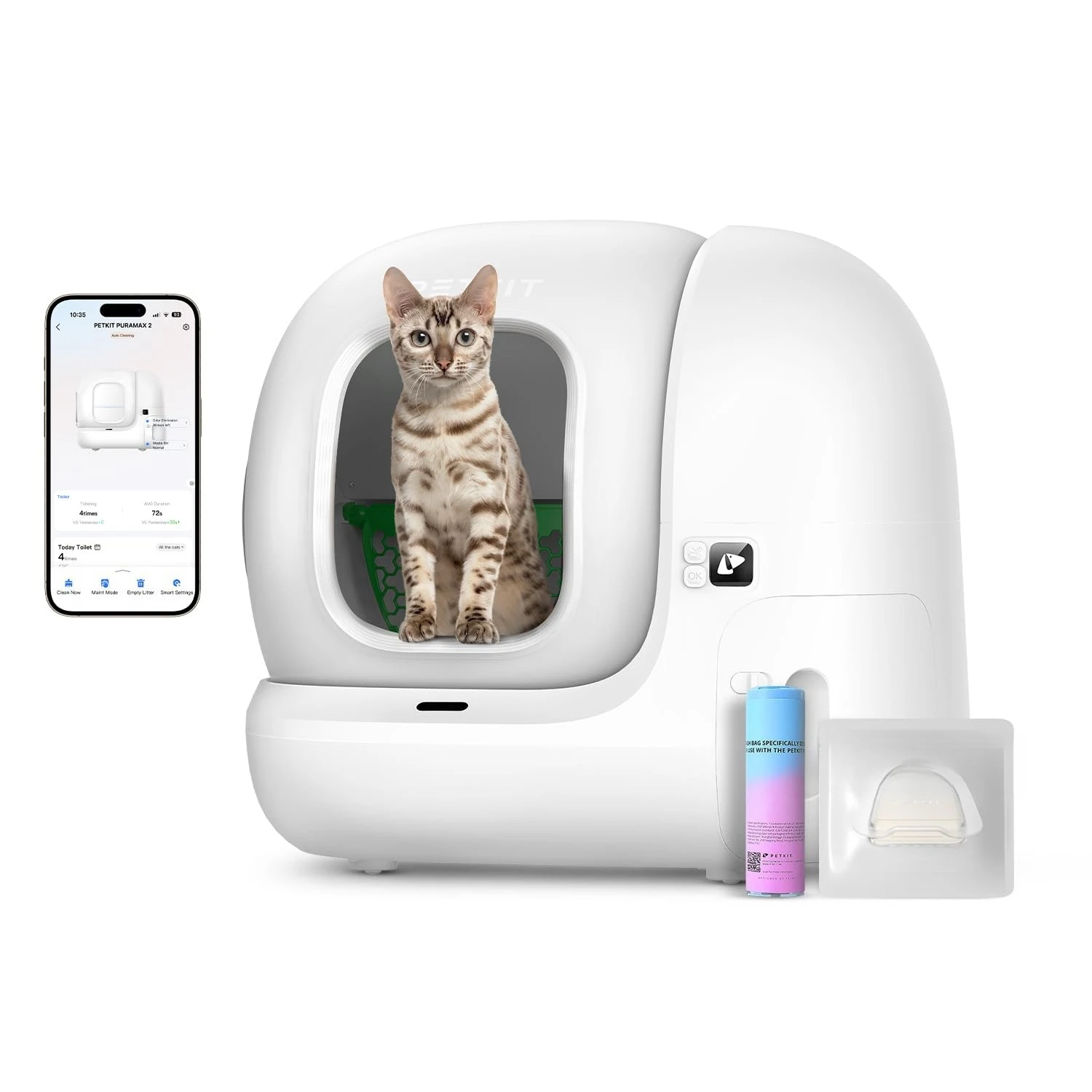 PuraMax 2 Automatic Self-Cleaning Cat Litter Box, App Control Automatic Litter Box with Safety Sensors, Odor Free &, Customized
PuraMax 2 Automatic Self-Cleaning Cat Litter Box, App Control Automatic Litter Box with Safety Sensors, Odor Free &, Customized