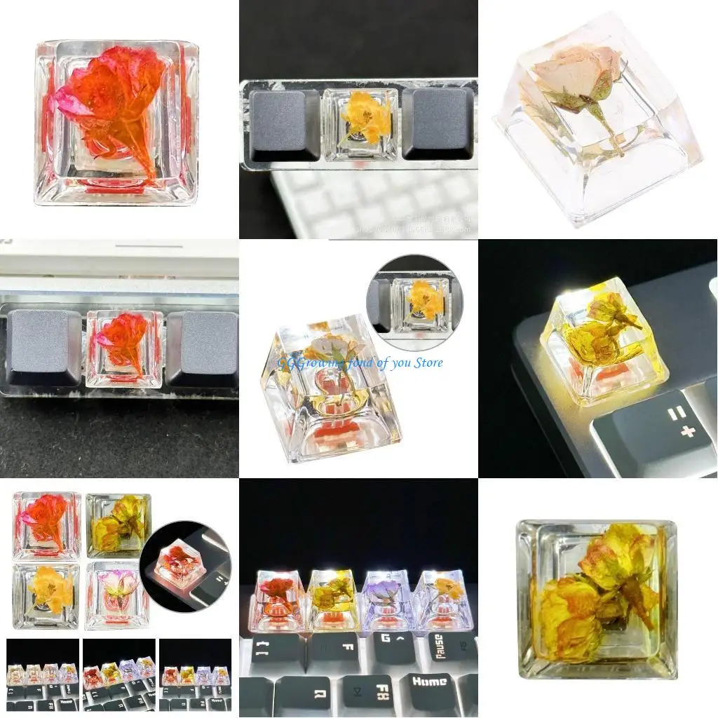 H9EB OEM Profile Keycap for Mechanical Keyboards Resin Backlights Flower Keycaps