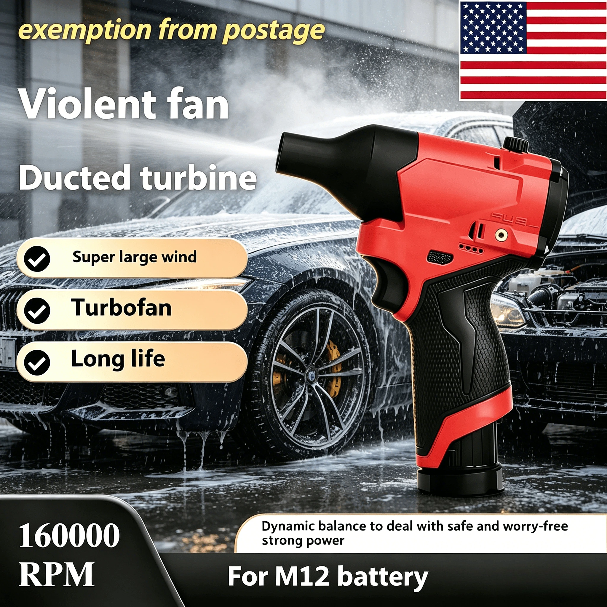 Car dryer for drying after washing | Suitable for Miller M12 high-pressure jet fan | Brushless electric dryer | High-speed porta
Car dryer for drying after washing | Suitable for Miller M12 high-pressure jet fan | Brushless electric dryer | High-speed porta