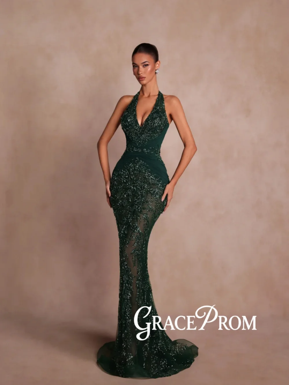 Attractive Dark Green Beaded Evening Dress Luxury Halter Mermaid Banquet Party Gown Customized Floor-length Red Carpet Gowns
Attractive Dark Green Beaded Evening Dress Luxury Halter Mermaid Banquet Party Gown Customized Floor-length Red Carpet Gowns