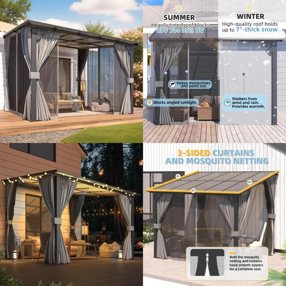 10x10 Wall-Mounted Pergola Gazebo with Curtains and Mosquito Netting for Enhanced Outdoor Patio Leisure
10x10 Wall-Mounted Pergola Gazebo with Curtains and Mosquito Netting for Enhanced Outdoor Patio Leisure