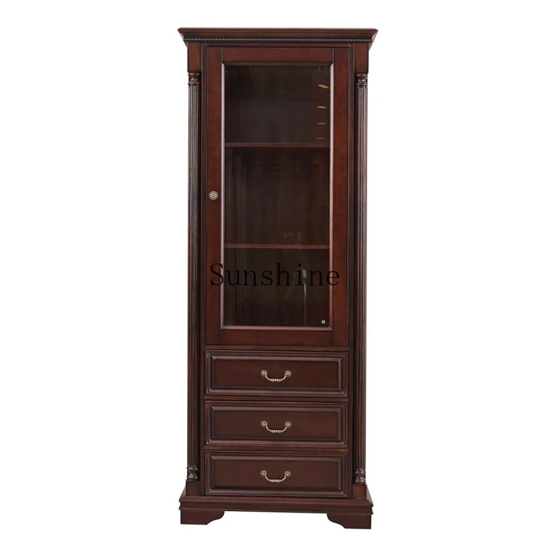 American all-solid wood retro light luxury gold silk yellow sandalwood single door side wine cabinet
American all-solid wood retro light luxury gold silk yellow sandalwood single door side wine cabinet